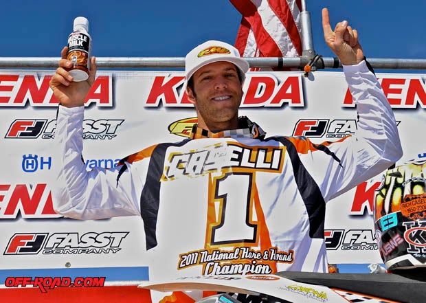 With his runner-up finish, Kurt Caselli wrapped up the series championship for the first time--and there's still one round left--after dominating his first full year of hare & hounds on big bikes. After a fifth place at the opener due to a mechanical issue, he's won five and finished second and third once each.