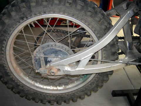 The aluminum swingarm was in good shape with no chain rash on it.