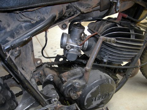 Our YZ250 had a running motor but no air filter or airbox. Amazingly, the motor was solid and non-smoking.