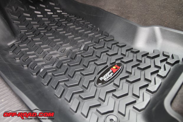 Rugged Ridges new All Terrain Floor Liners feature a raised Chevron-style pattern for added traction in your truck or SUV.