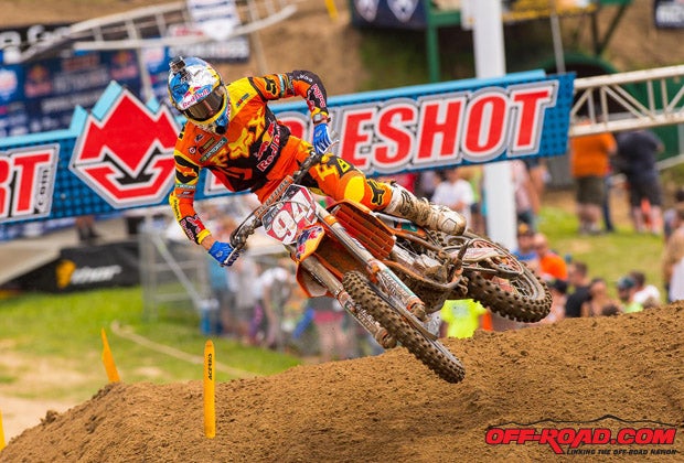Ryan Dungeys consistent podium finishes in both motos (3-2) were enough to earn his second place on the day. 
